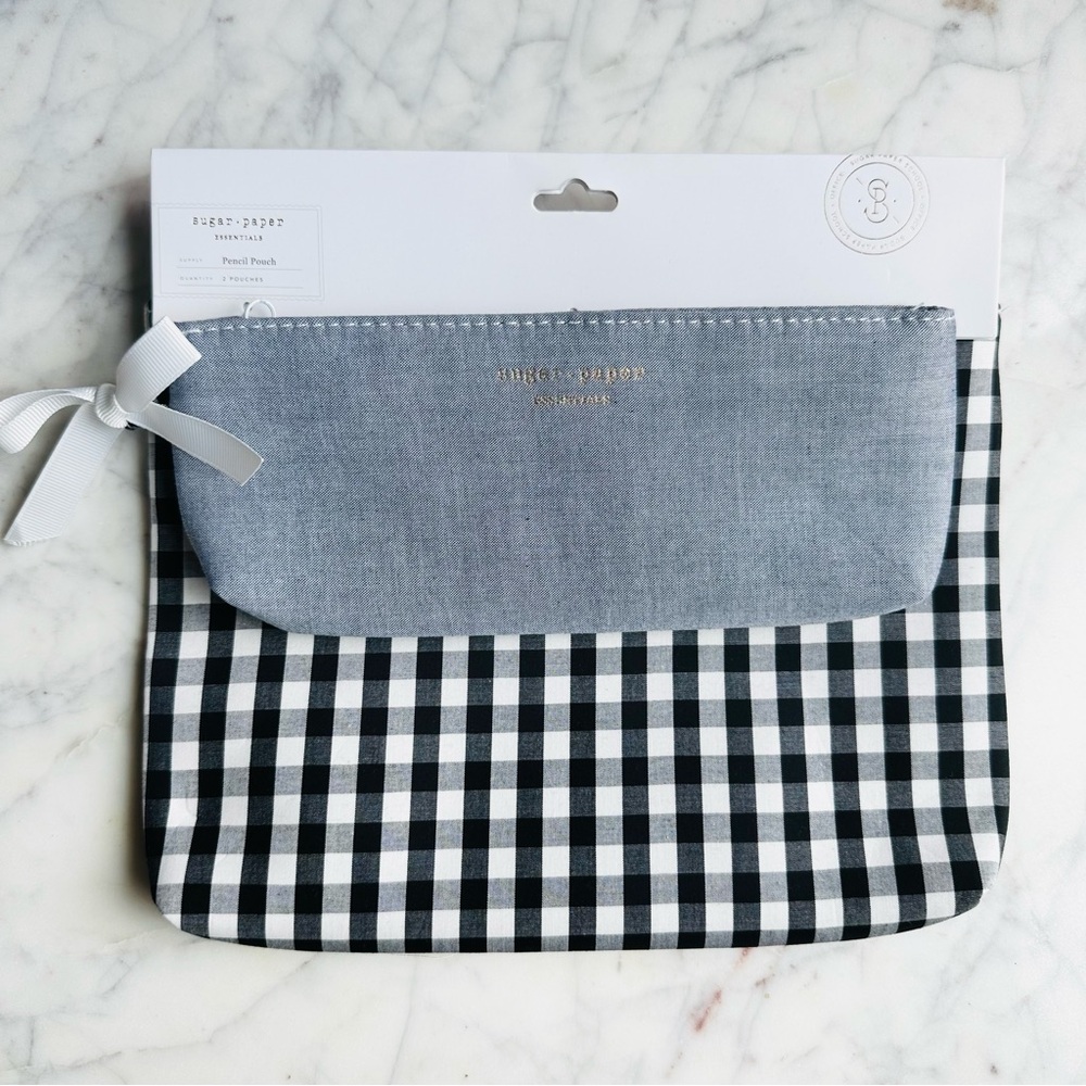 Sugar Paper Essentials Gingham and Chambray Pencil Pouch 2pk